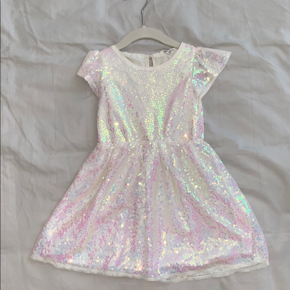 Sequin white girls dress